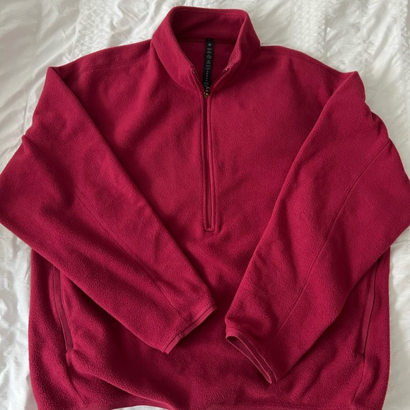 lululemon athletica Other - Lululemon Men’s French Terry Quarter Zip Fleece Pomegranate Size XL